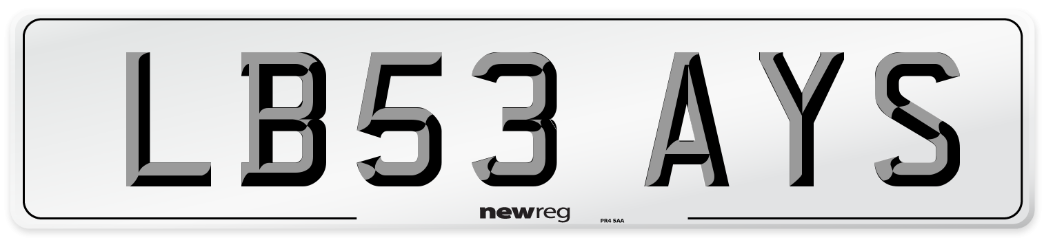 LB53 AYS Number Plate from New Reg